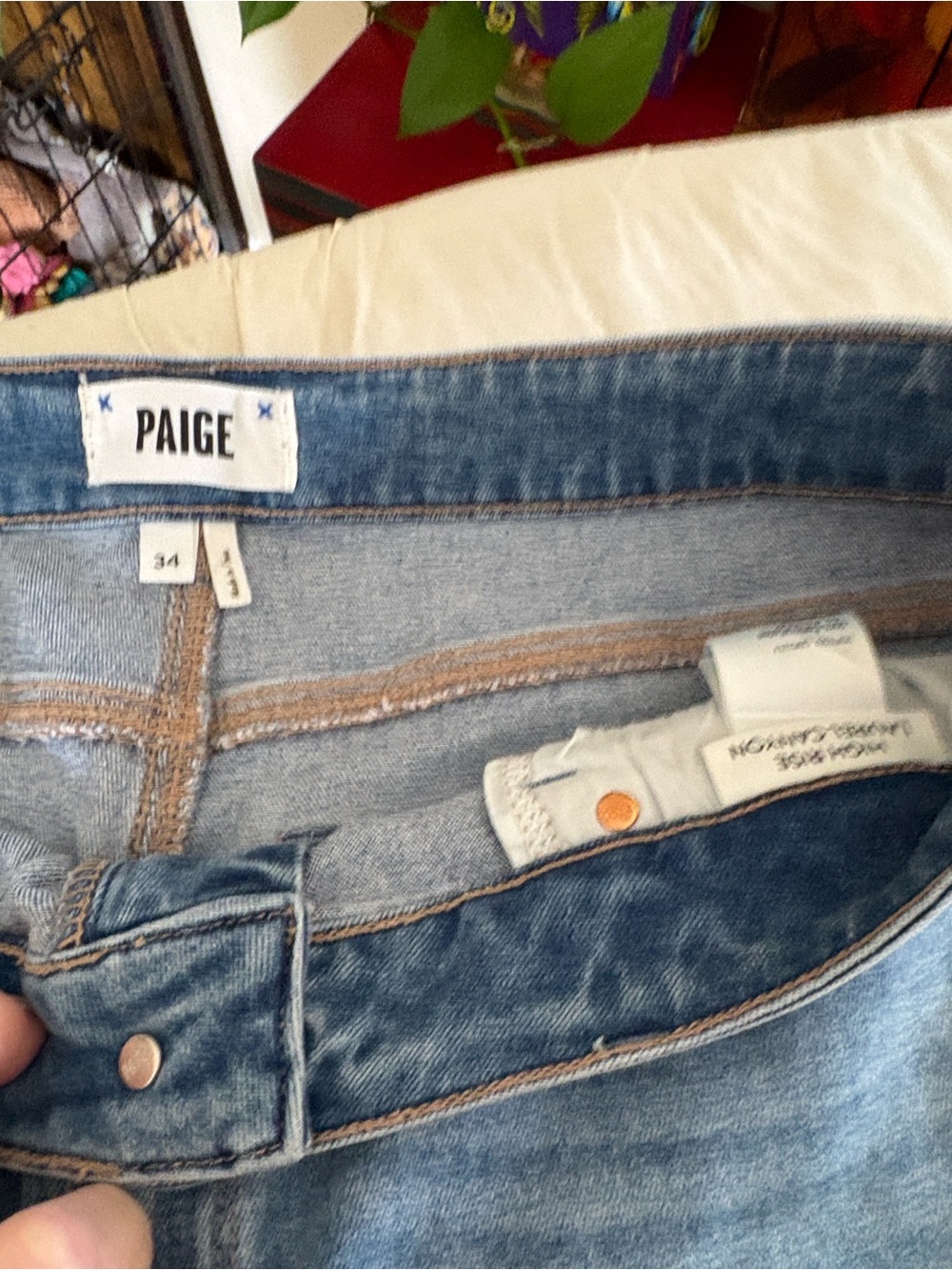 PAIGE Light Blue Cropped Raw-Hem Jeans - Picture 2 of 4